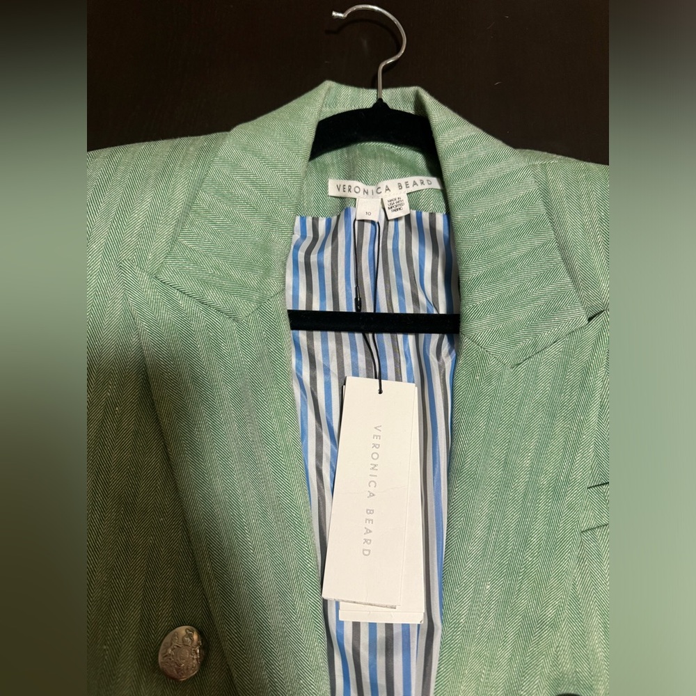 Veronica Beard Mint Green Double-Breasted Blazer - Picture 6 of 9